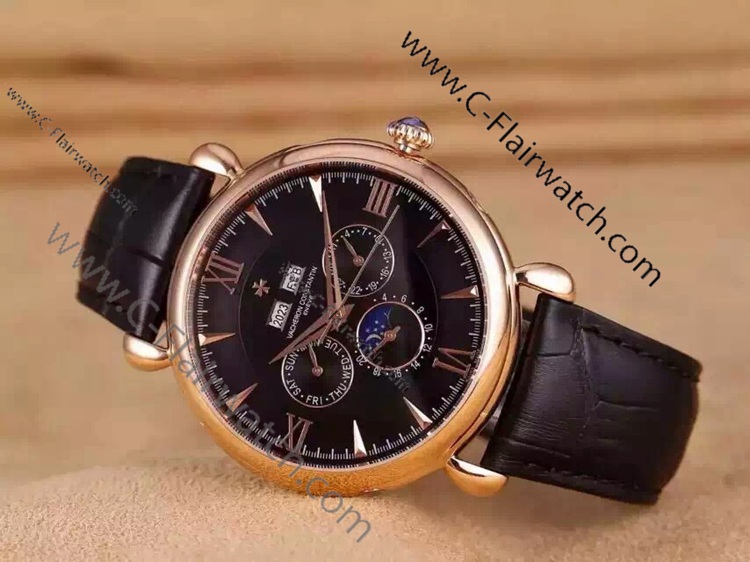 Vacheron Constantin Replica Watch Moon Phase Rose& Black 001